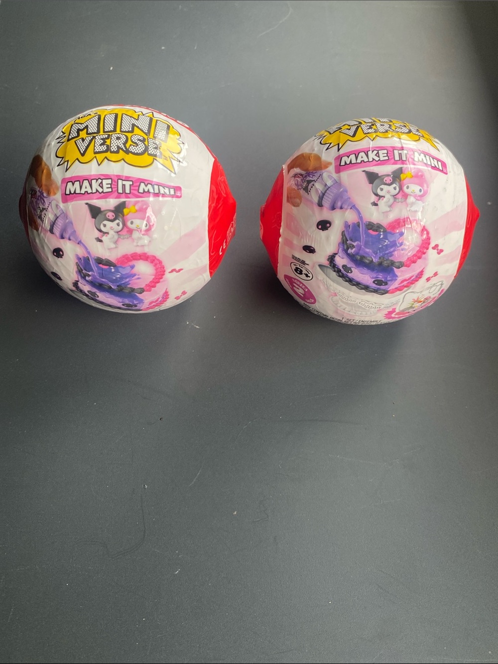 2 New Hello Kitty MGA Mini Verse Surprise Balls - Pink & Red